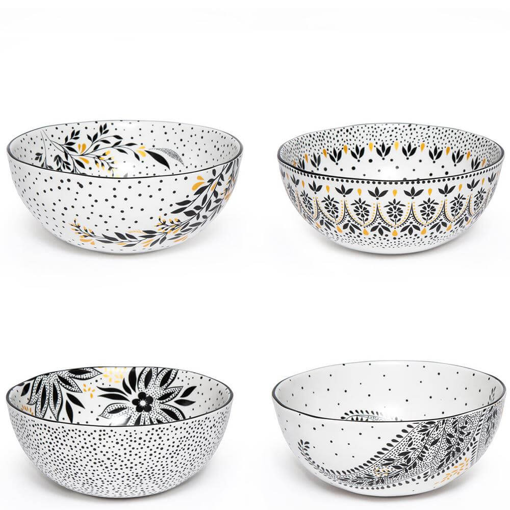 Sara Miller London Artisanne Noir Set of 4 Cereal Bowls